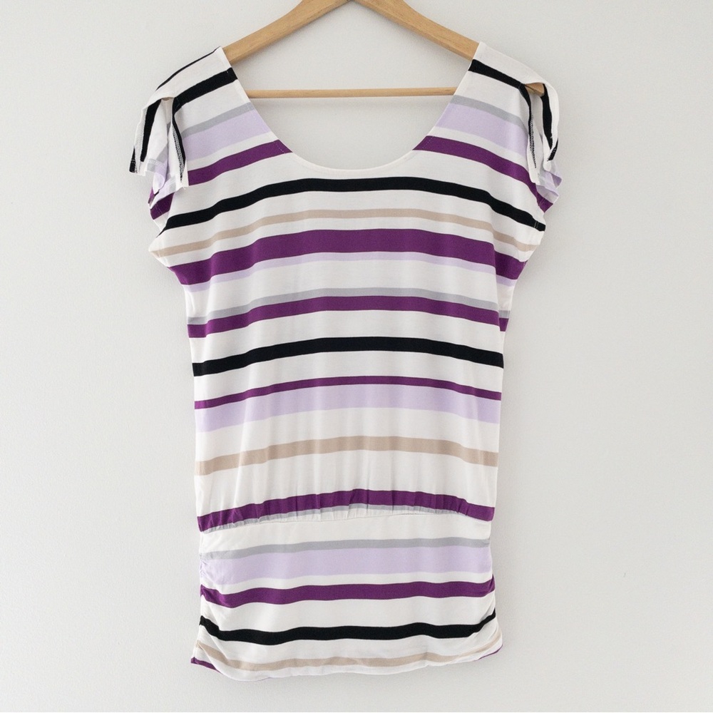 NWT White House Black Market Purple Striped Top